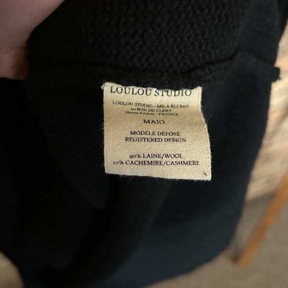 Loulou Studio Maio Black Wool Cashmere Blend Button Knit Cardigan Size Small - Picture 5 of 7